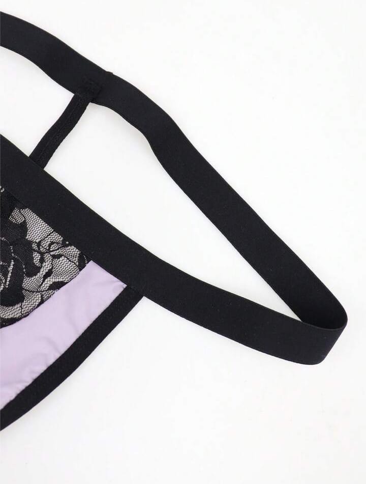 Sensual Black Lace Breathable Sexy Men Thongs